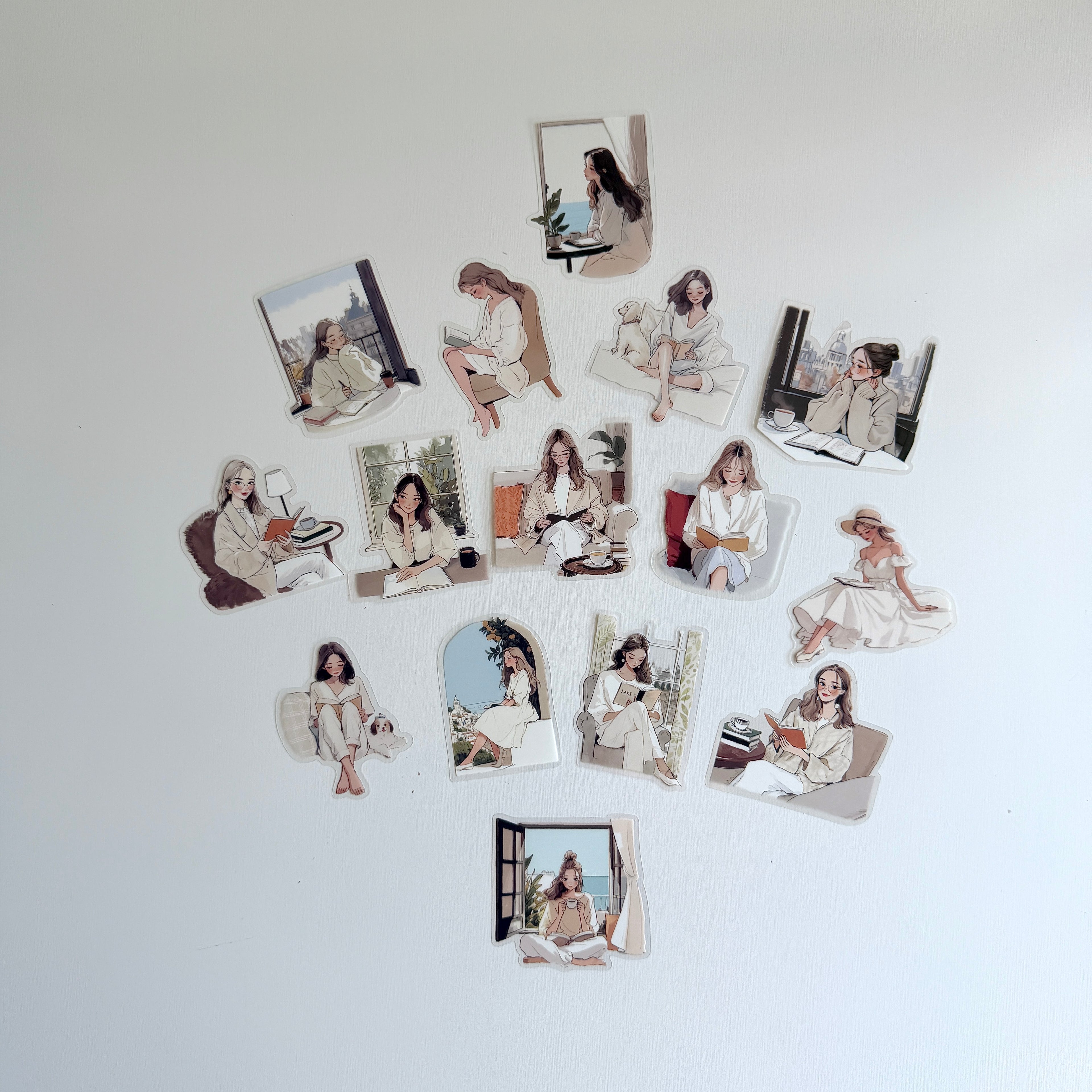 Bookish Girl Sticker Set – Neutral (30 pcs)