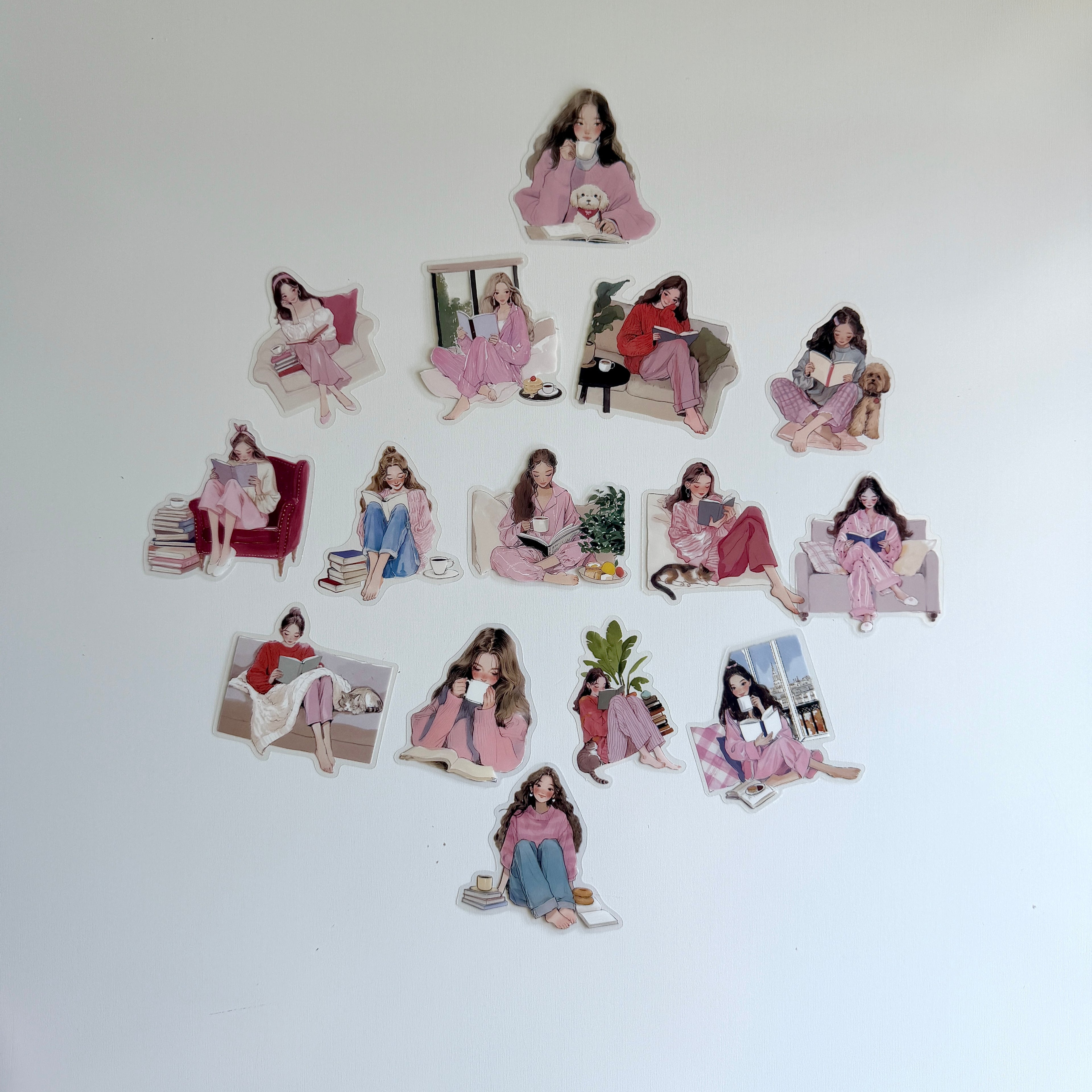 Bookish Girl Sticker Set – Pink (30 pcs)